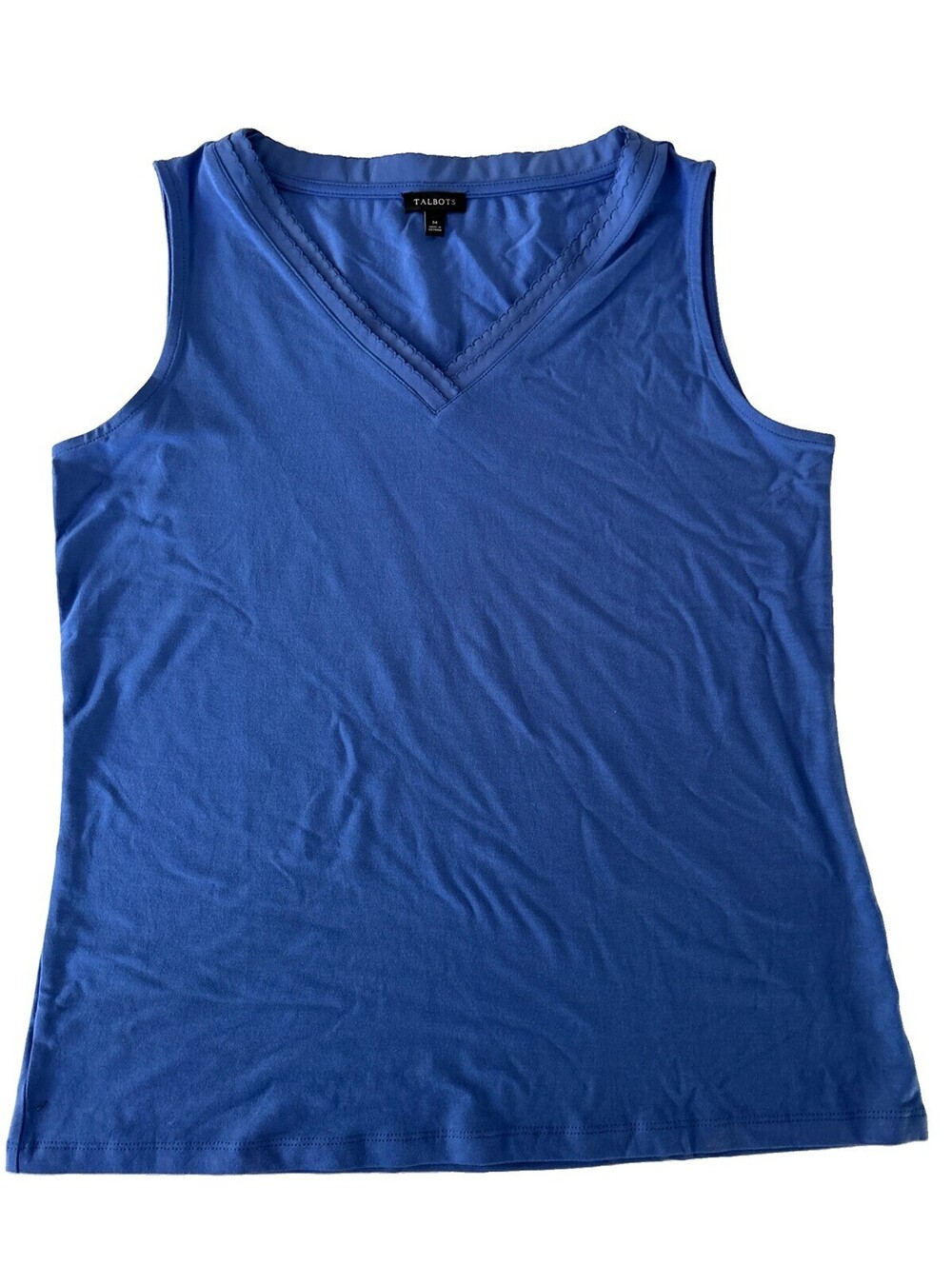 Talbots Blue V-neck Sleeveless Tank Top Pullover Top Medium Decorative Neck